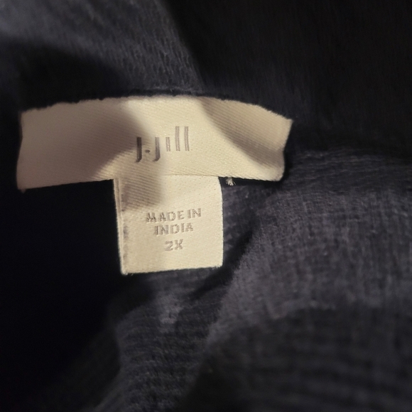 J jill size 2x navy blue knit short sleeves veck top - Picture 4 of 6
